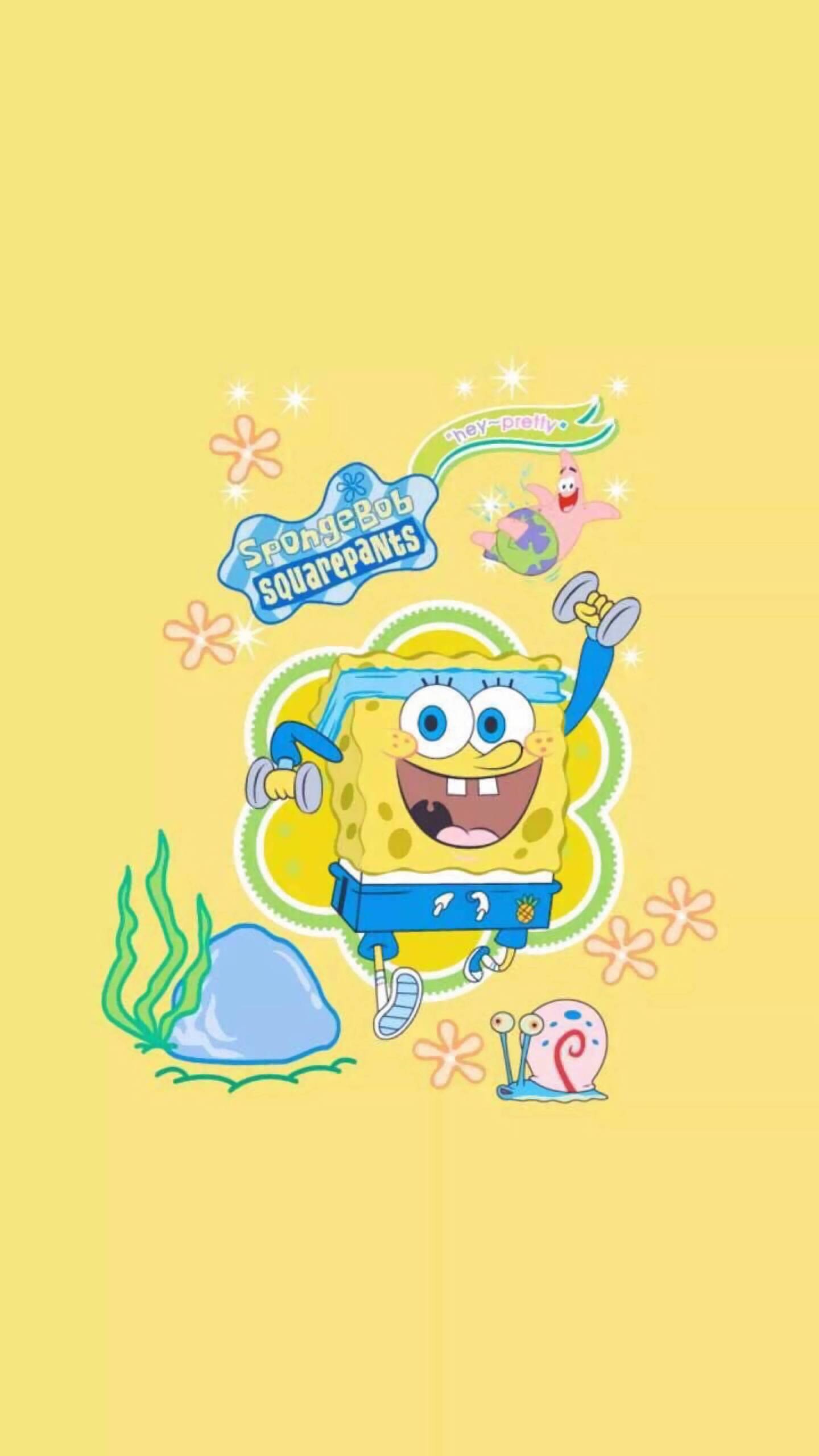 海绵宝宝与苹果的粉色奇遇：双面壁纸大冒险